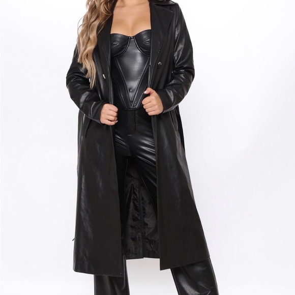 Longline Leather Trench Coat - Picture 3 of 3